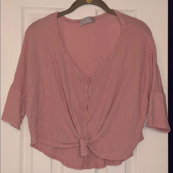 gaze Tops - Pink tie front oversized button down